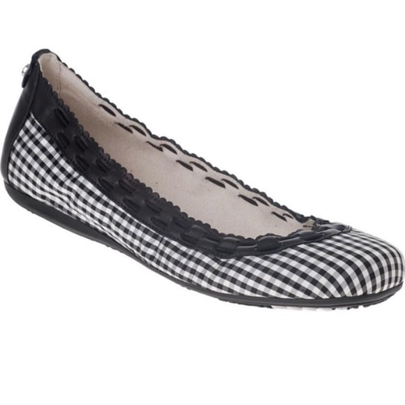 Stuart Weitzman Downbeat Gingham Black/White Slip On Ballet Flats - Picture 1 of 9